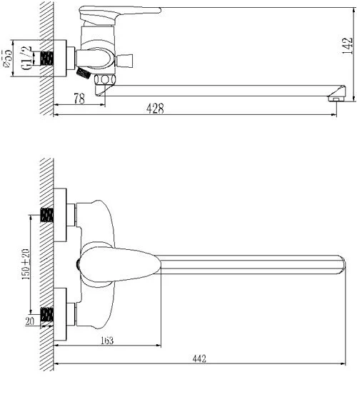 Смеситель для ванны с душем Lemark Status LM4451C хром