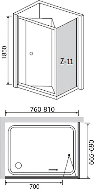 Душевой уголок RGW Classic CL-41 (760-810)x700x1850 профиль хром, стекло чистое