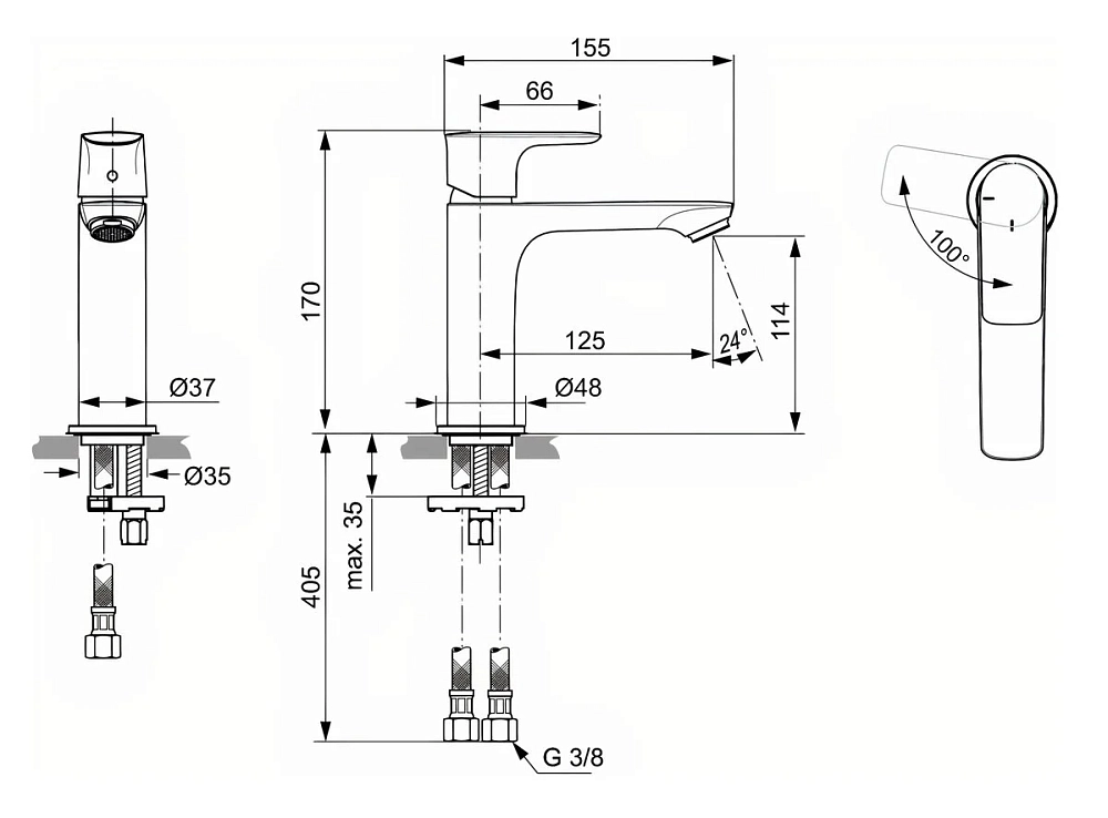 Смеситель для раковины Ideal Standard Connect Air A7016AA хром