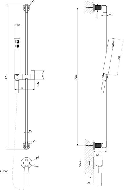 Душевой гарнитур Gessi Inciso 58142#149, finox