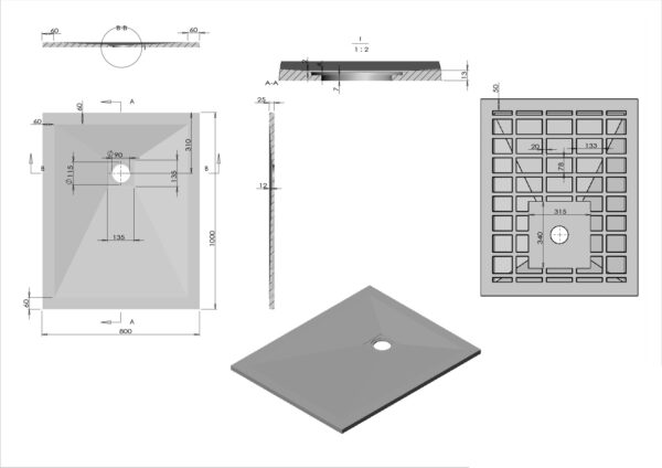 Душевой поддон Vincea VST-4SR8010G 100x80, серый