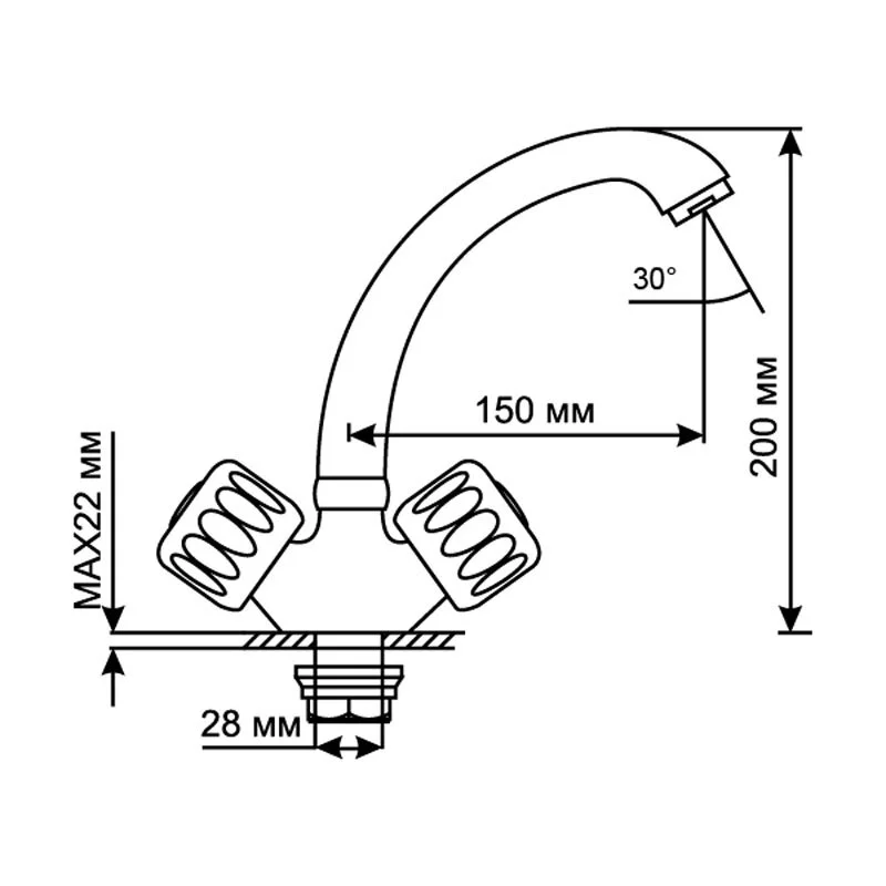 Смеситель для кухни Mixline ML02 ML02-032 хром