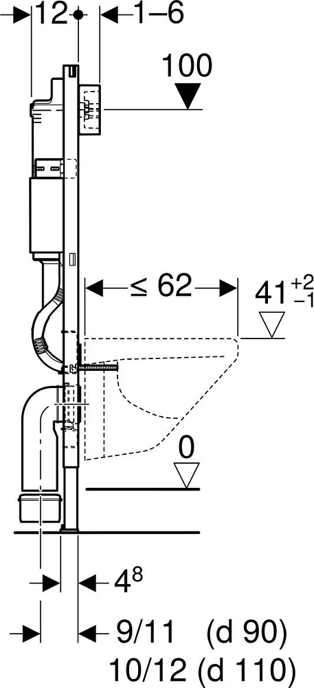 Инсталляция Geberit Duofix 458.103.00.1 UP100 для подвесного унитаза
