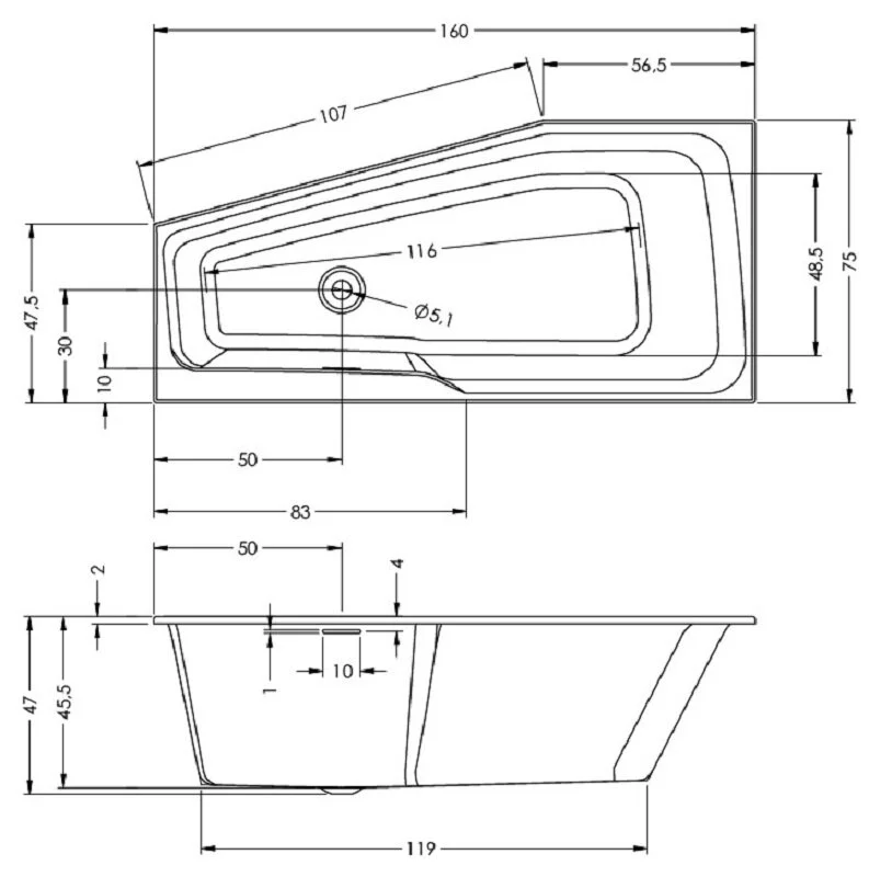 Акриловая ванна Riho Rething Space B111006005 белый