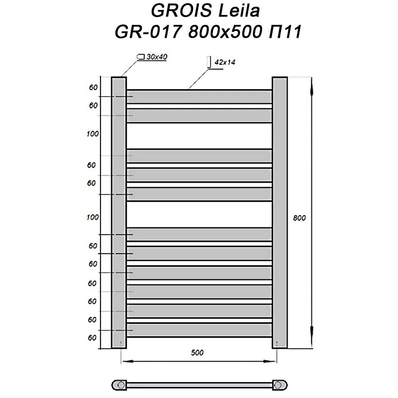 Полотенцесушитель электрический Grois Leila Лейла П11 50/80 GR-017 бел мат белый