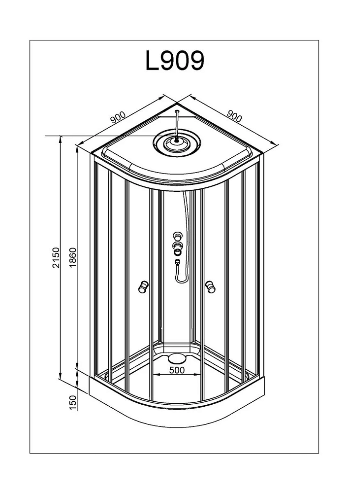 Душевая кабина Deto L L908GM+EL