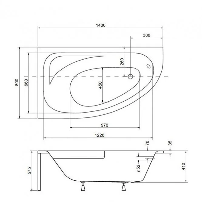 Акриловая ванна Besco Cornea WAC-140-NL белый