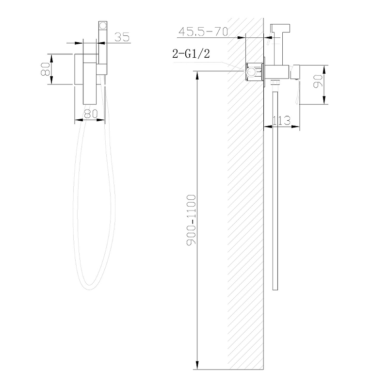 Гигиенический душ со смесителем Abber Wasserfall AF8625B, черный матовый