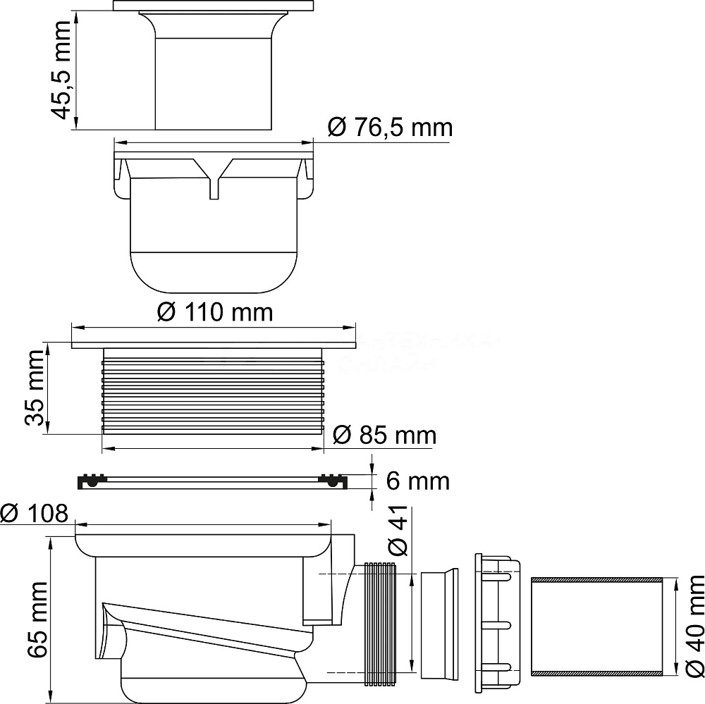 Сифон для душевого поддона Wasserkraft D455