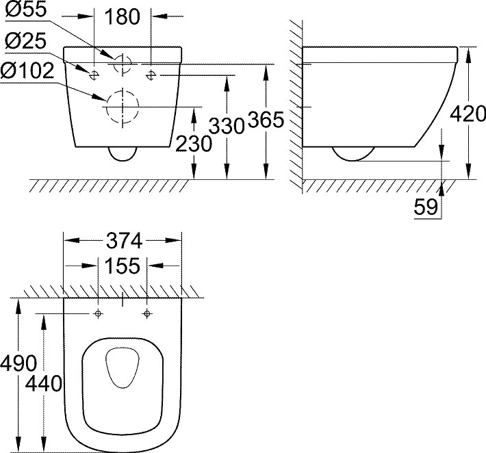 Подвесной унитаз Grohe Euro Ceramic 3920600H компактный