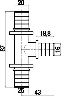 Тройник Stout SFA 0014 25x16x20 аксиальный