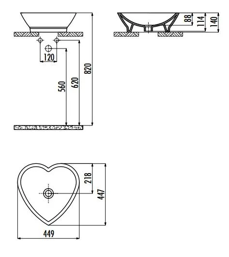 Раковина накладная Creavit TP TP149-00SI00E-0000 черный