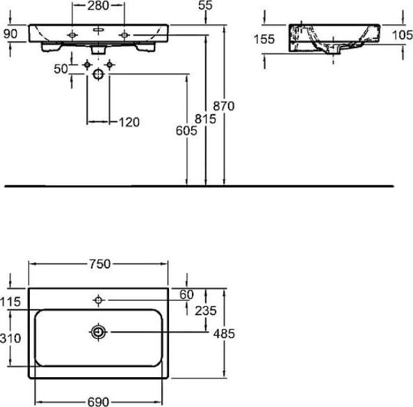 Раковина 75 см Geberit iCon 124075000, белый