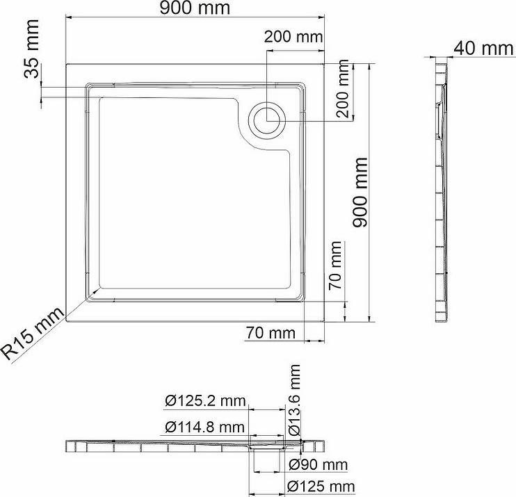 Душевой поддон WasserKRAFT Salm 27T03 90x90 см