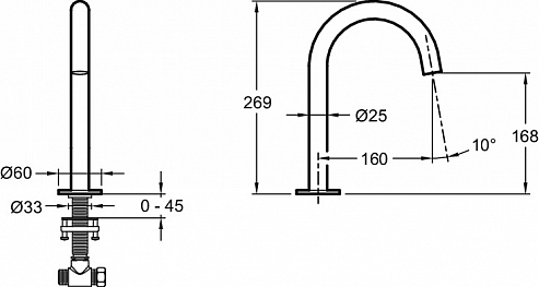 Смеситель для раковины Jacob Delafon Grands Boulevards E25387-CP+E25390-CP+E25389-NF, хром