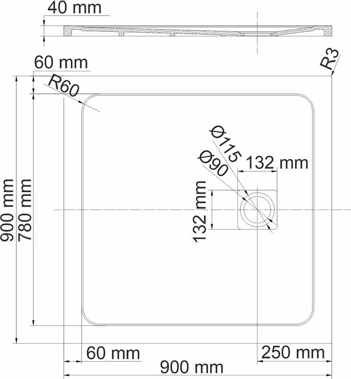 Душевой поддон WasserKRAFT Neime 19T03 90x90 см, черный мрамор