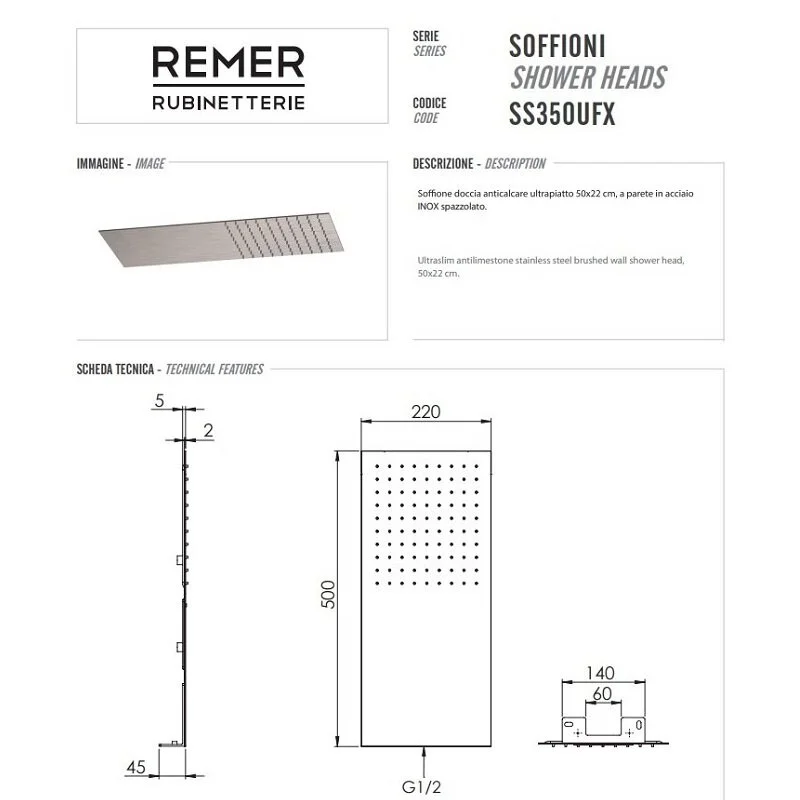 Душ верхний Remer SS350UFX серый