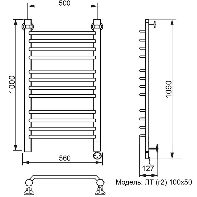 Полотенцесушитель электрический Ника Trapezium ЛТ Г2 ВП 100/50 прав хром