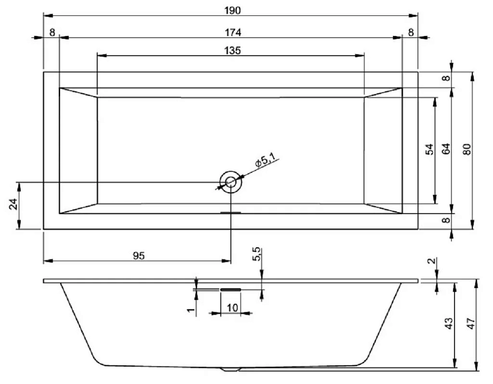 Акриловая ванна Riho Rething Cubic B108013005 белый