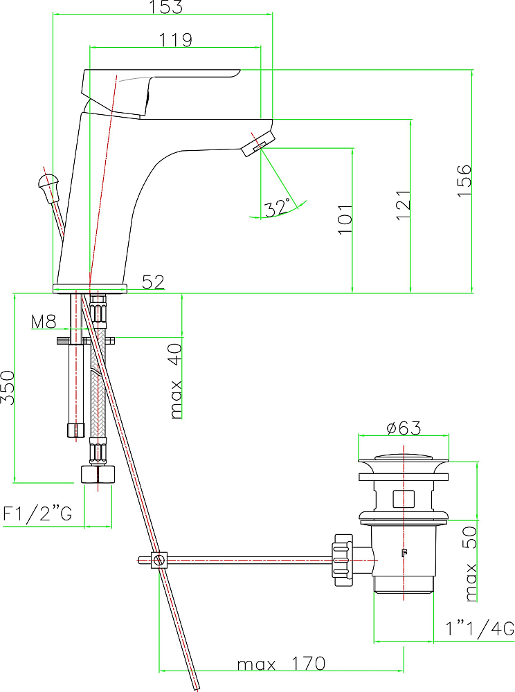 Смеситель Fiore Kevon 81CR8123 для раковины