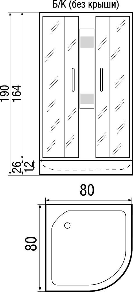 Душевая кабина River Nara Б/К 80/26 MT