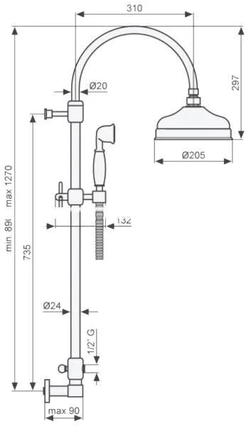 Душевой гарнитур Emmevi Deco Classic C02594EOR золото