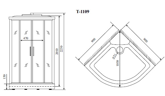 Кабина душевая Timo Standart T-6609B