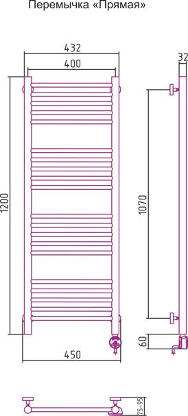 Полотенцесушитель электрический Сунержа Богема 00-0505-1240 120x40 R