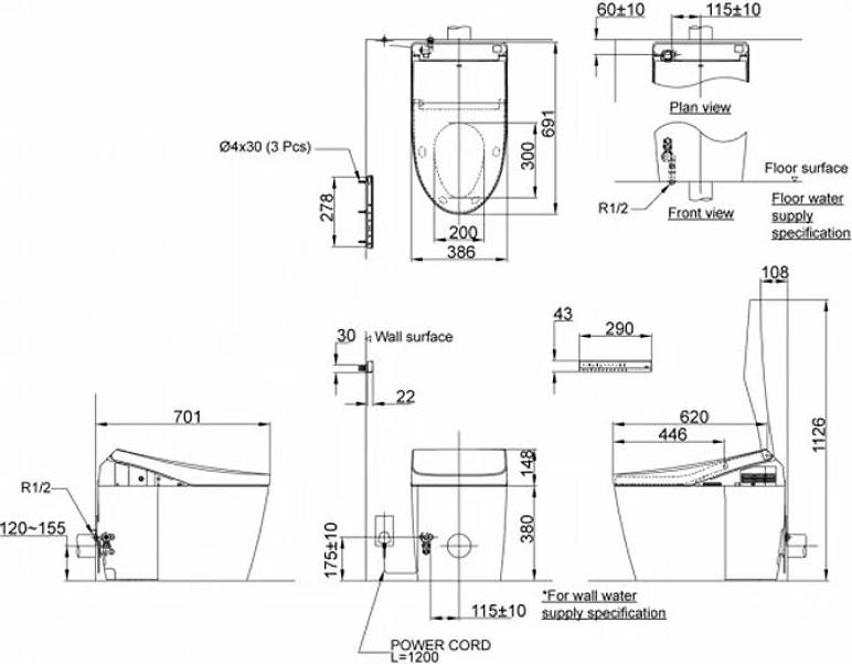 Приставной безободковый унитаз Toto Neorest CS989VR#NW1, белый