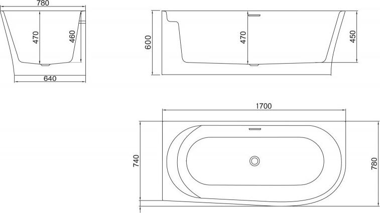 Акриловая ванна BelBagno 170х78 BB410-1700-780-R