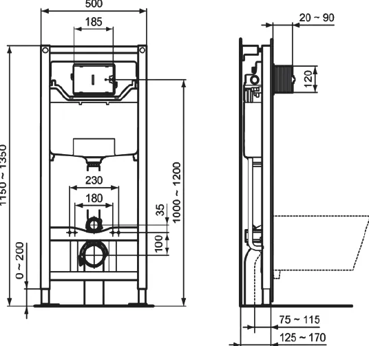 Комплект инсталляция с подвесным унитазом Ideal Standard Eurovit K881201PT15 с сиденьем микролифт