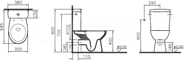 Унитаз-компакт VitrA S10 9864B003-7201 с микролифтом