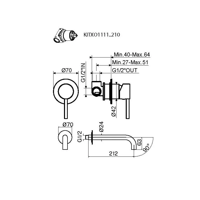 Смеситель для раковины Plumberia Selection Ixo KITXO1135RS210 медь