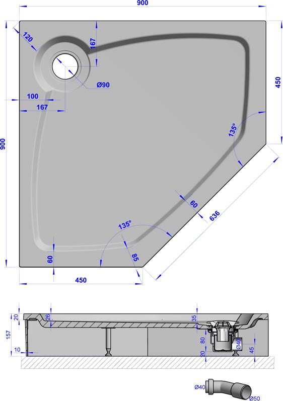 Поддон для душа GuteWetter Deluxe 90x90x16 P бежевый