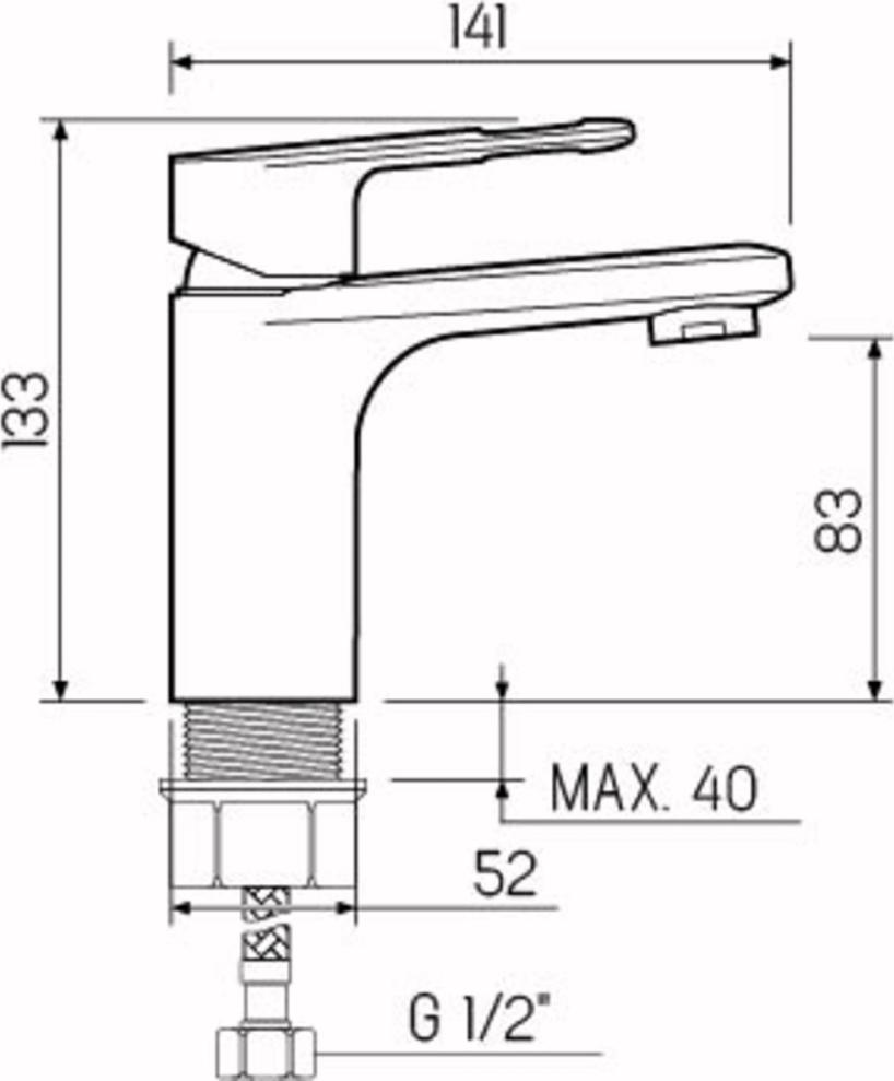 Смеситель для умывальника РМС SL134-001F, хром