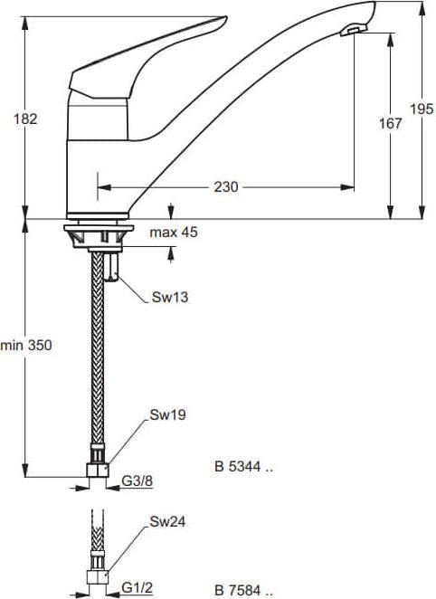 Смеситель для кухни Ideal Standard Cerasprint B7584AA, хром