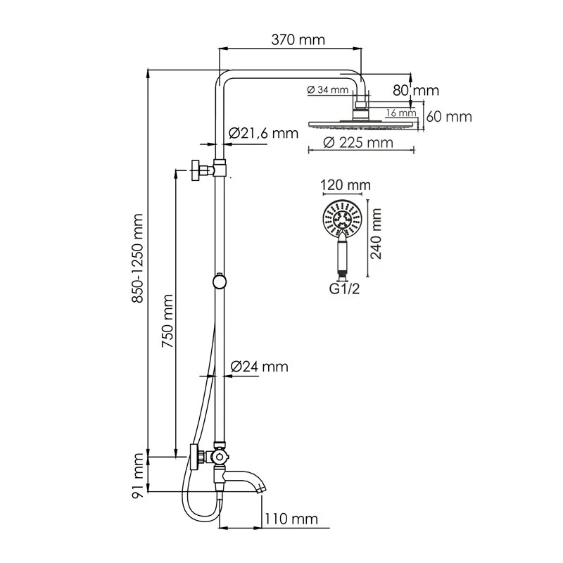 Душевая система WasserKRAFT серия A A188.067.058WM Thermo белый