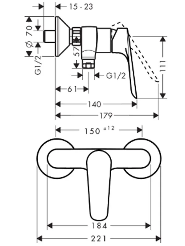 Смеситель для душа Hansgrohe Logis E 71610000_otu хром