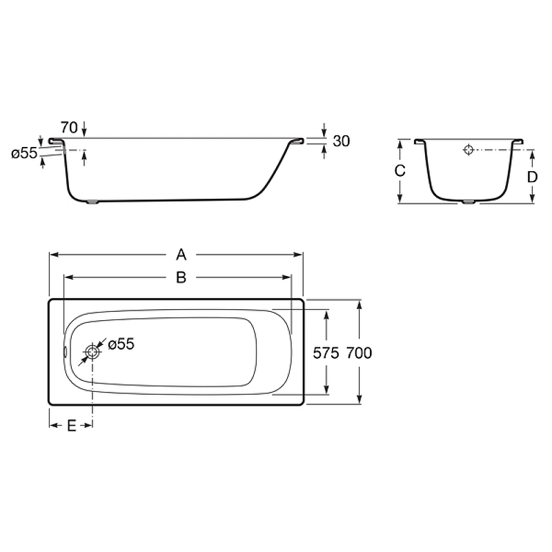 Стальная ванна Roca Contesa 160x70 23596000O, белый