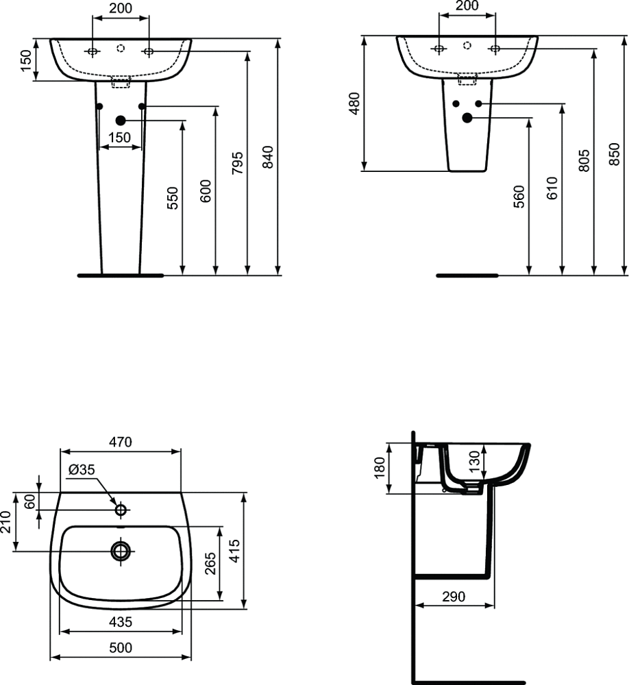 Полупьедестал для раковины Ideal Standard Esedra T282901