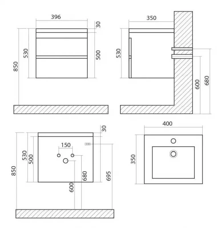 Тумба под раковину Art&Max Family Family-M-400-2C-SO-HG коричневый