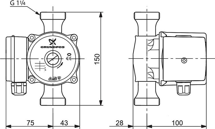 Циркуляционный насос Grundfos UP 20-30 N 150