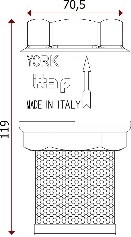 Обратный клапан Itap 108 York 1 1/2" погружной с фильтром