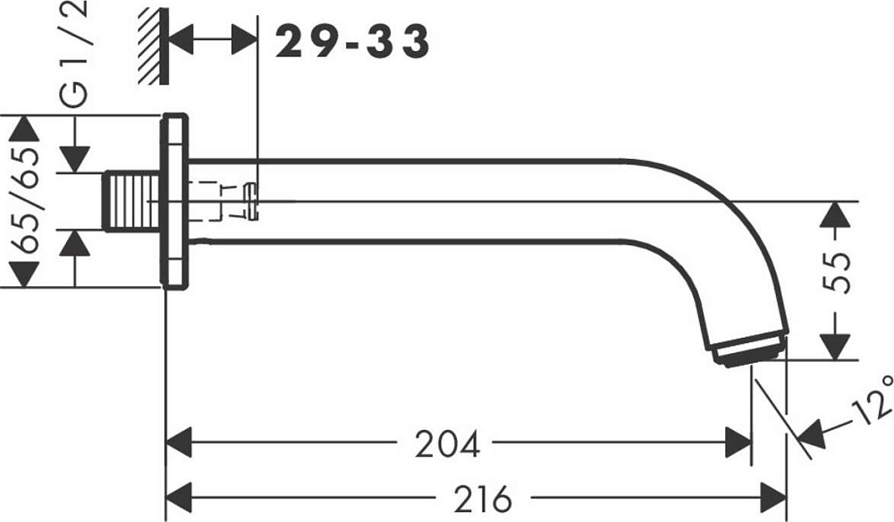 Излив для ванны Hansgrohe Vernis Shape 71460670, матовый чёрный