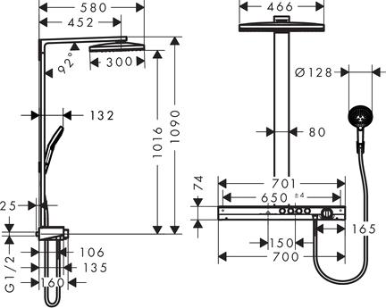 Душевая стойка Hansgrohe Rainmaker Select 460 3jet showerpipe