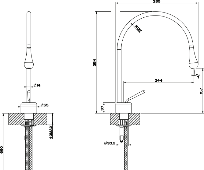 Смеситель для раковины Gessi Goccia 33803#299, черный