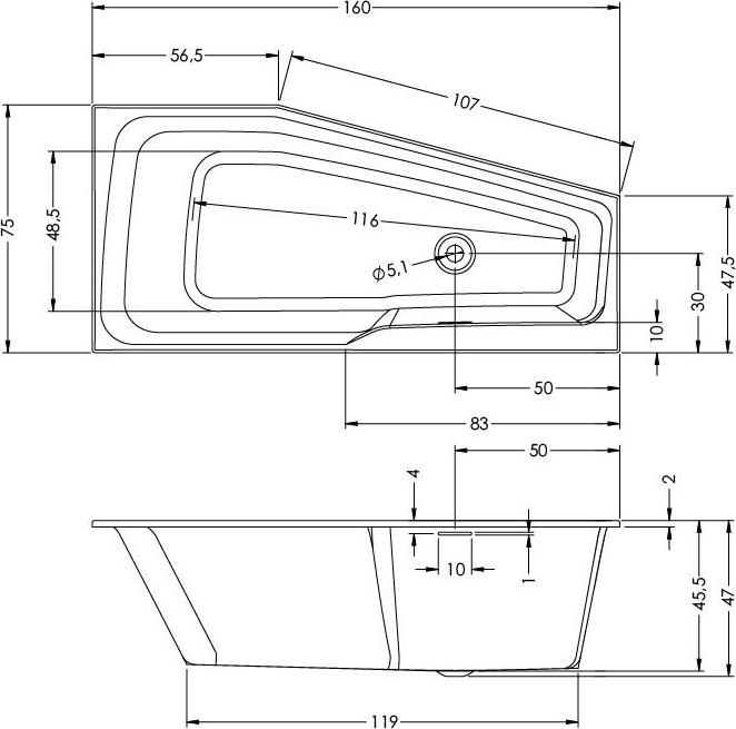 Акриловая ванна Riho Rething Space B112005005 160x75 L