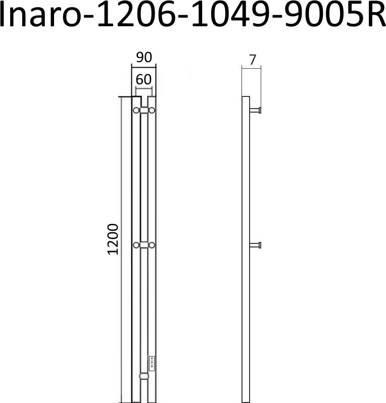 Полотенцесушитель электрический Маргроид Inaro 120x6 Inaro-1206-1049-9005R правый, черный матовый