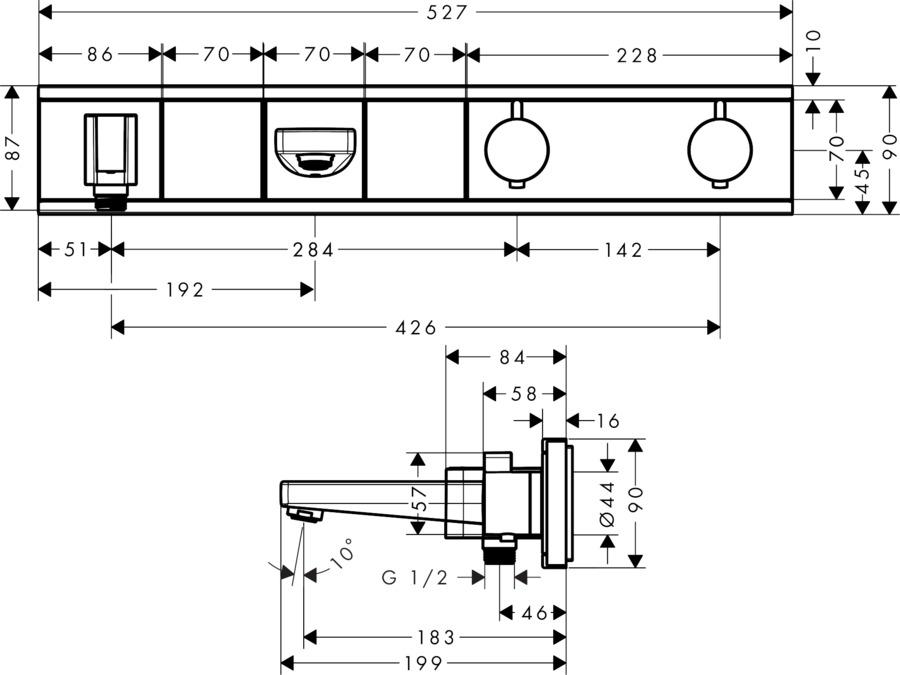 Термостат для ванны Hansgrohe RainSelect 15359600, чёрный хром