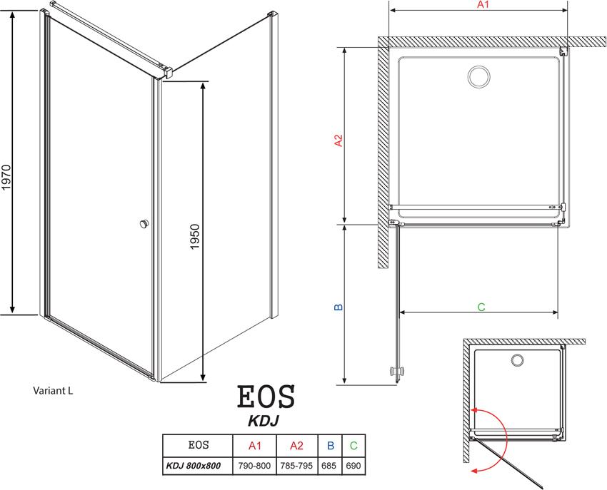 Душевой уголок Radaway EOS KDJ 80 прозрачное стекло L